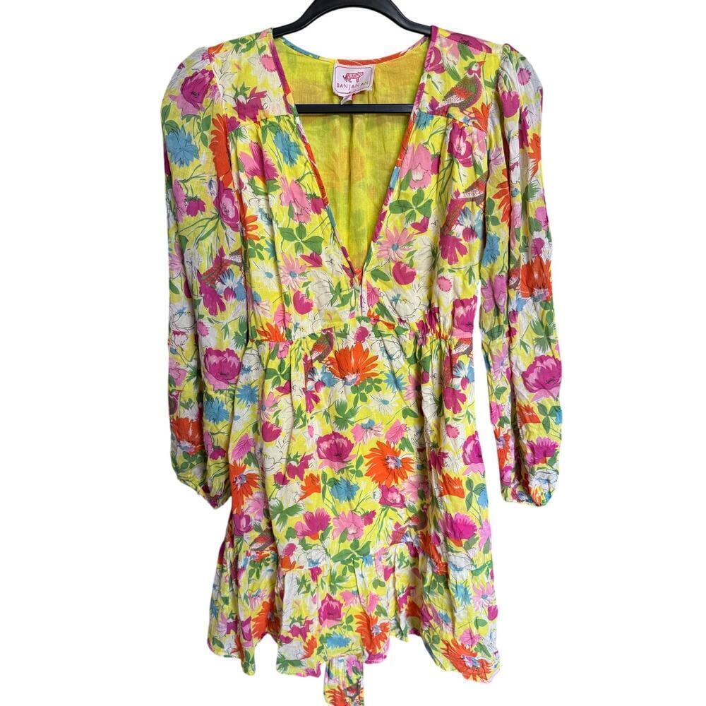 Banjanan Peony Dress Floral Fiesta Buttercup Cotton Self Belted Size Medium - Picture 3 of 12